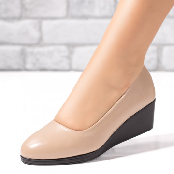 Pantofi cu platforma dama bej MOD06052, 2, modlet.ro