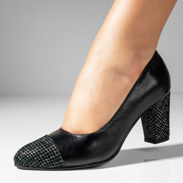 Pantofi cu toc dama negri din Piele naturala MOD11002, 1, modlet.ro