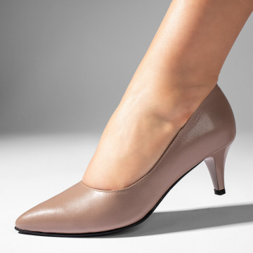 Pantofi cu toc dama nude din Piele naturala MOD11004, 1, modlet.ro