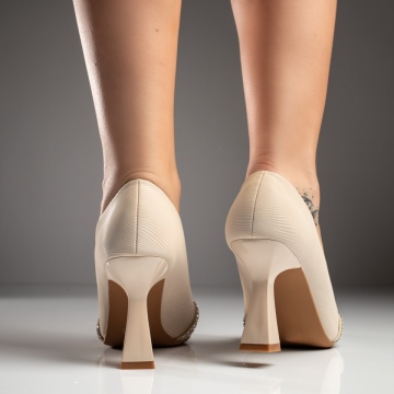 Pantofi cu toc gros bej dama MOD11736, 4, modlet.ro