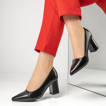 Pantofi cu toc gros dama negri MOD13362, 2, modlet.ro