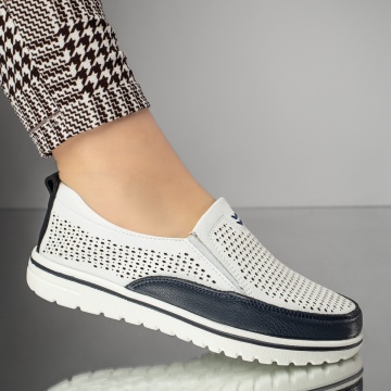 Pantofi dama casual alb cu albastru ZEF13282, 4, zeforia.ro