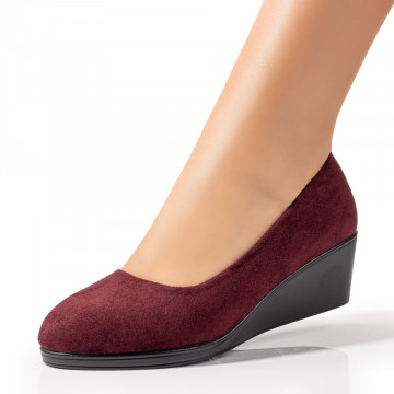 Pantofi dama casual cu platforma visinii suede MOD01679, 3, modlet.ro