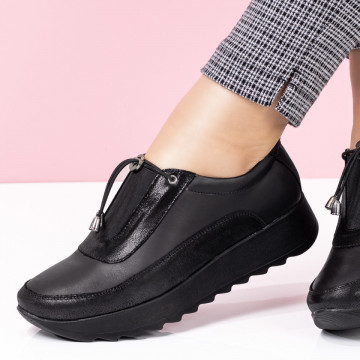 Pantofi dama casual din Piele naturala negri cu sclipici MOD00300, 4, modlet.ro