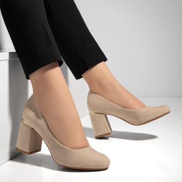 Pantofi dama cu toc bej suede MOD02837, 3, modlet.ro
