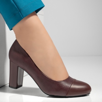 Pantofi dama cu toc gros maro MOD12892, 3, modlet.ro