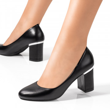 Pantofi dama cu toc gros negri MOD09698, 2, modlet.ro