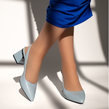 Pantofi dama cu toc gros si bareta albastri IRIS34, 3, modlet.ro