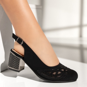 Pantofi dama cu toc si strasuri negru suede MOD13674, 3, modlet.ro