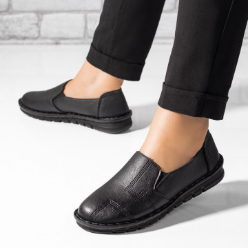 Pantofi dama negri casual cu insertii de material elastic MOD02948, 3, modlet.ro