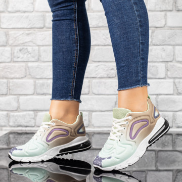 Pantofi dama sport aurii cu verde si alb MOD10176, 3, modlet.ro