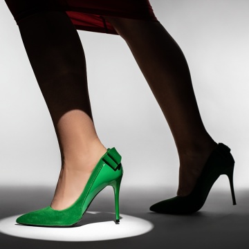 Pantofi dama Stiletto cu toc subtire si funda verzi suede MOD06158, 5, modlet.ro