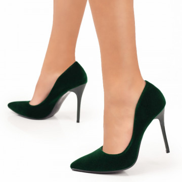 Pantofi dama verde inchis Stiletto cu toc subtire ZEF06136, 1, zeforia.ro