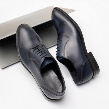 Pantofi eleganti barbati cu siret albastri din Piele naturala MOD11464, 2, modlet.ro