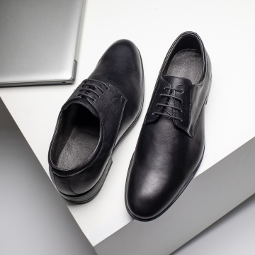 Pantofi eleganti barbati cu siret negri din Piele naturala LEO6, 4, modlet.ro