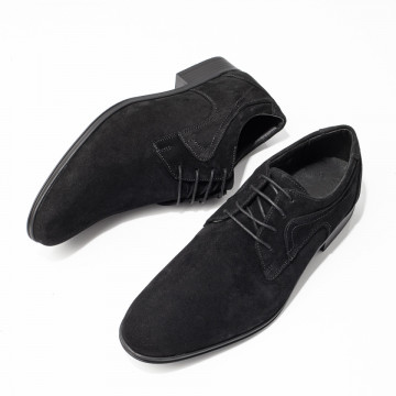 Pantofi eleganti barbati negri suede din Piele naturala MOD03547, 3, modlet.ro