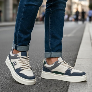 Pantofi sport barbati cu siret alb cu gri MOD14217