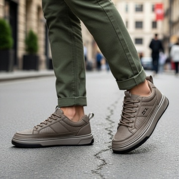 Pantofi sport barbati cu siret si talpa groasa khaki MOD13954