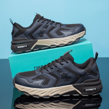 Pantofi sport barbati cu talpa groasa albastri din Piele naturala MOD13460, 3, modlet.ro