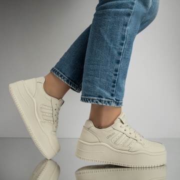 Pantofi sport dama cu siret bej MOD12998, 4, modlet.ro