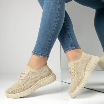 Pantofi sport dama cu siret bej MOD13236, 2, modlet.ro