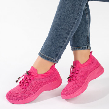 Pantofi sport dama cu siret elastic roz inchis MOD11170, 2, modlet.ro