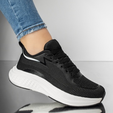 Pantofi sport dama cu siret negru cu alb ZEF13045, 4, zeforia.ro