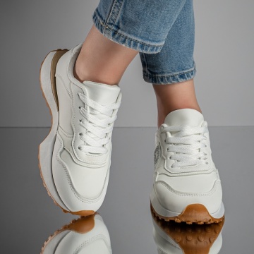 Pantofi sport dama cu siret si aplicatii cu pietre albi MOD11768, 4, modlet.ro