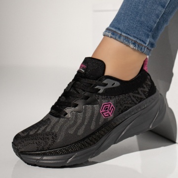 Pantofi sport dama cu siret si talpa groasa negri MOD13457, 3, modlet.ro