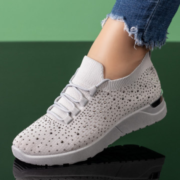 Pantofi sport dama cu strasuri gri MOD08523, 3, modlet.ro