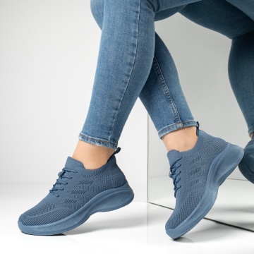 Pantofi sport dama cu talpa groasa albastri MOD13235, 4, modlet.ro