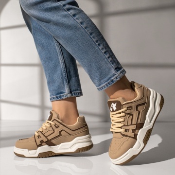 Pantofi sport dama cu talpa groasa khaki MOD11747, 4, modlet.ro