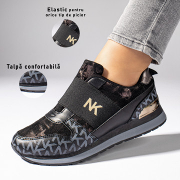 Pantofi sport dama cu talpa groasa negri MOD11116, 3, modlet.ro