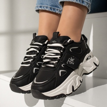 Pantofi sport dama cu talpa groasa negri MOD12980, 3, modlet.ro