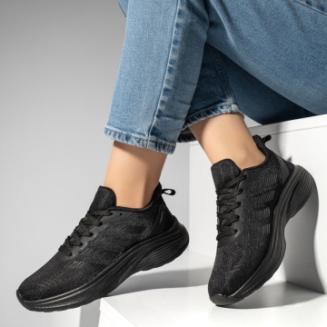 Pantofi sport dama cu talpa groasa negri MOD13046, 3, modlet.ro