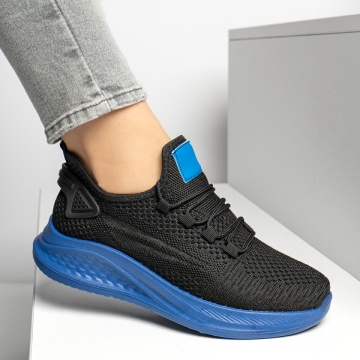 Pantofi sport dama cu talpa groasa negru cu albastru MOD13184, 2, modlet.ro