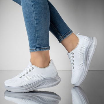 Pantofi sport dama din material textil albi MOD13185, 3, modlet.ro