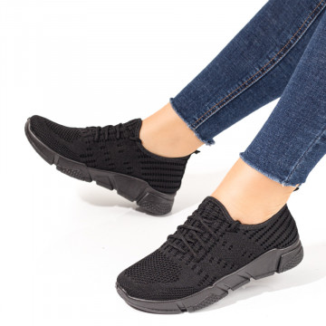 Pantofi sport dama din material textil negri MOD10149, 3, modlet.ro
