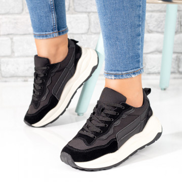 Pantofi sport dama negri cu talpa groasa MOD10102, 3, modlet.ro