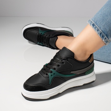 Pantofi sport dama negri cu verde MOD11780, 4, modlet.ro