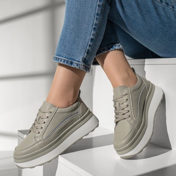 Pantofi sport dama verzi din Piele naturala MOD12973, 3, modlet.ro