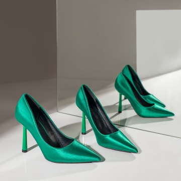 Pantofi Stiletto dama cu toc verzi MOD07132, 4, modlet.ro
