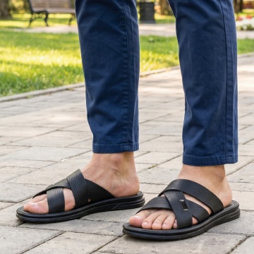 Papuci casual barbati cu talpa joasa negri DORU4