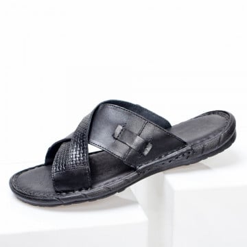 Papuci casual barbati negri din Piele naturala ZEF05015, 2, zeforia.ro