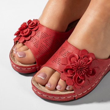 Papuci casual cu platforma dama rosii MOD11339, 4, modlet.ro