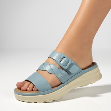 Papuci casual dama cu talpa groasa si bareta albastri MOD13363, 4, modlet.ro