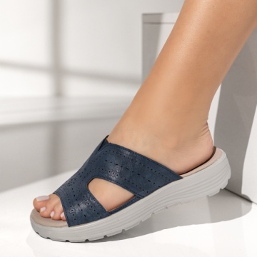 Papuci casual dama cu talpa joasa albastri EVA11, 2, modlet.ro