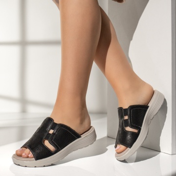Papuci casual dama cu talpa joasa si perforatii negri EVA42, 2, modlet.ro