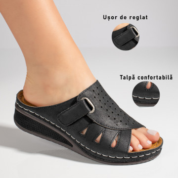 Papuci dama cu platforma si scai negri MOD09237, 3, modlet.ro