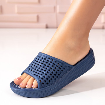 Papuci dama cu talpa groasa albastru inchis MOD04952, 2, modlet.ro